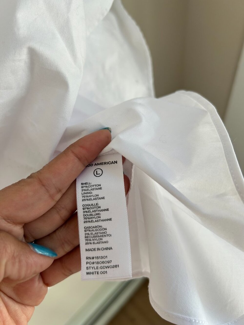 Good American White Poplin Mini Dress NWT Large Fit & Flare Bridal Summer - Picture 6 of 13